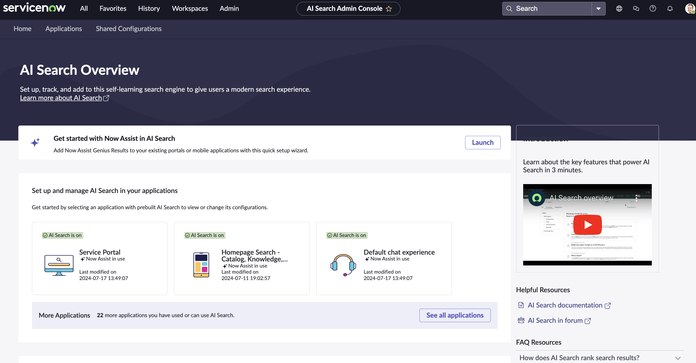AI Search Admin Console
