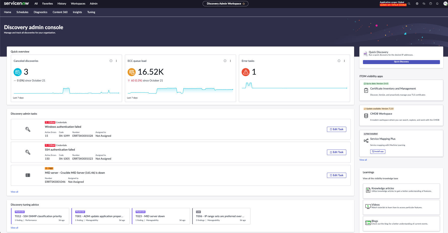 Discovery Admin Workspace