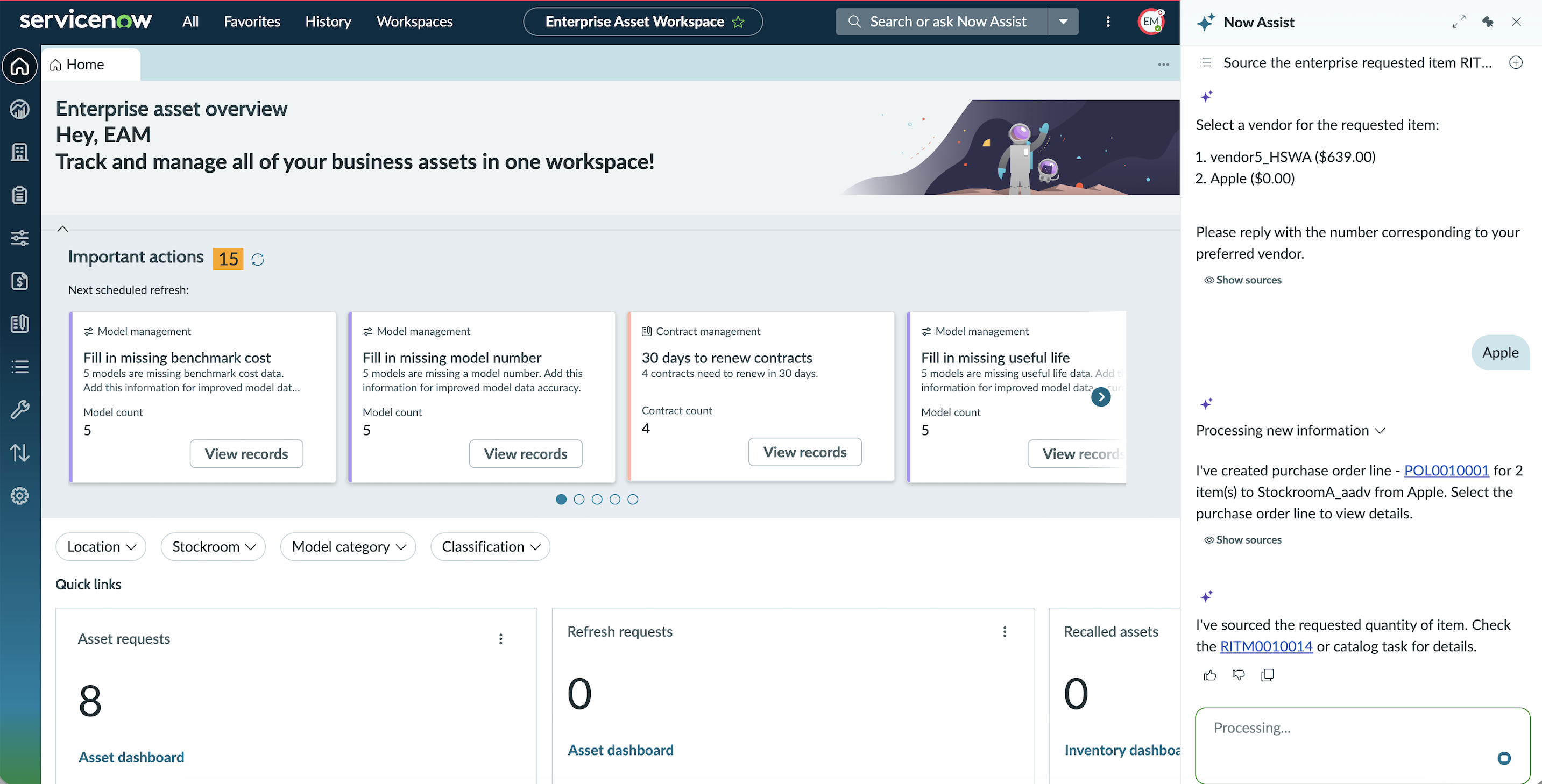 ServiceNow Otto for Enterprise Asset Management