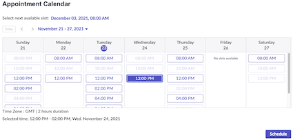 Appointment calendar component