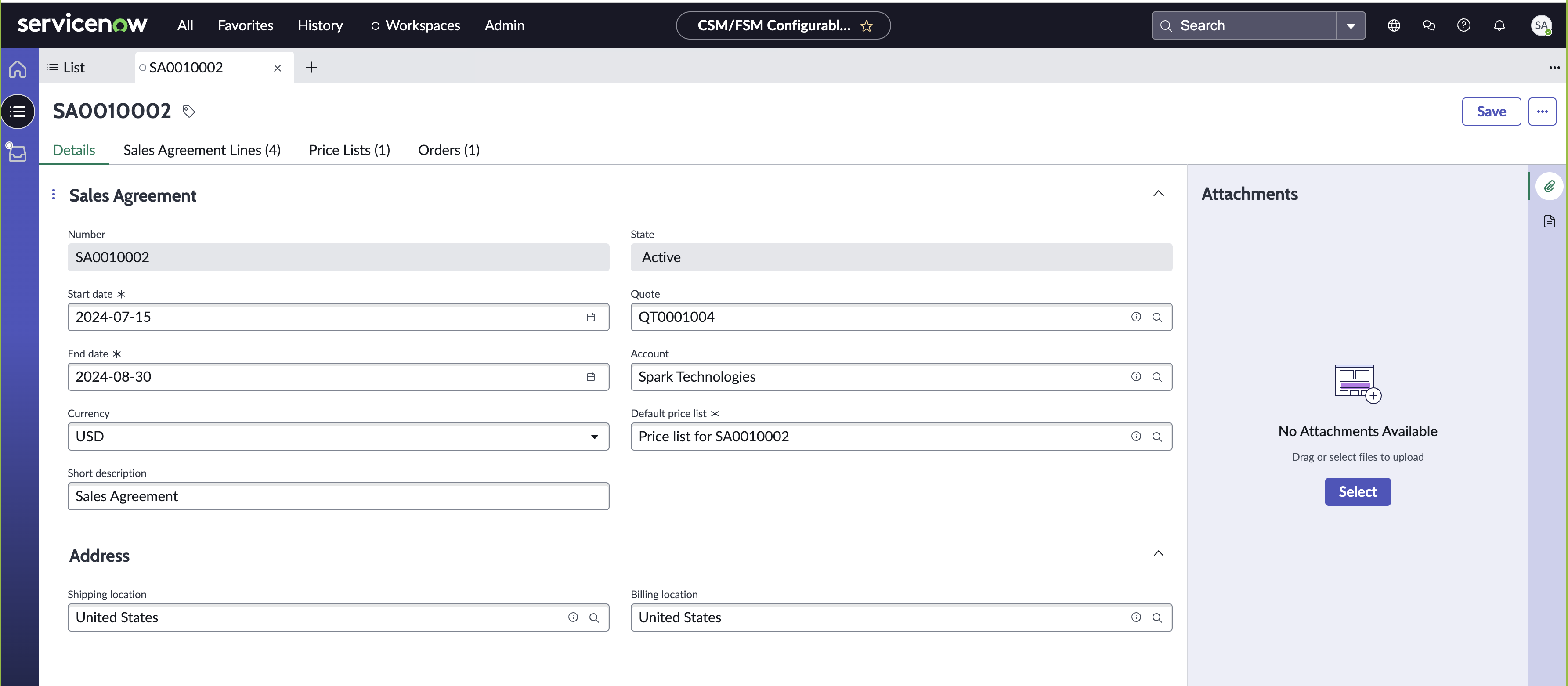 Sales Agreement Data Model