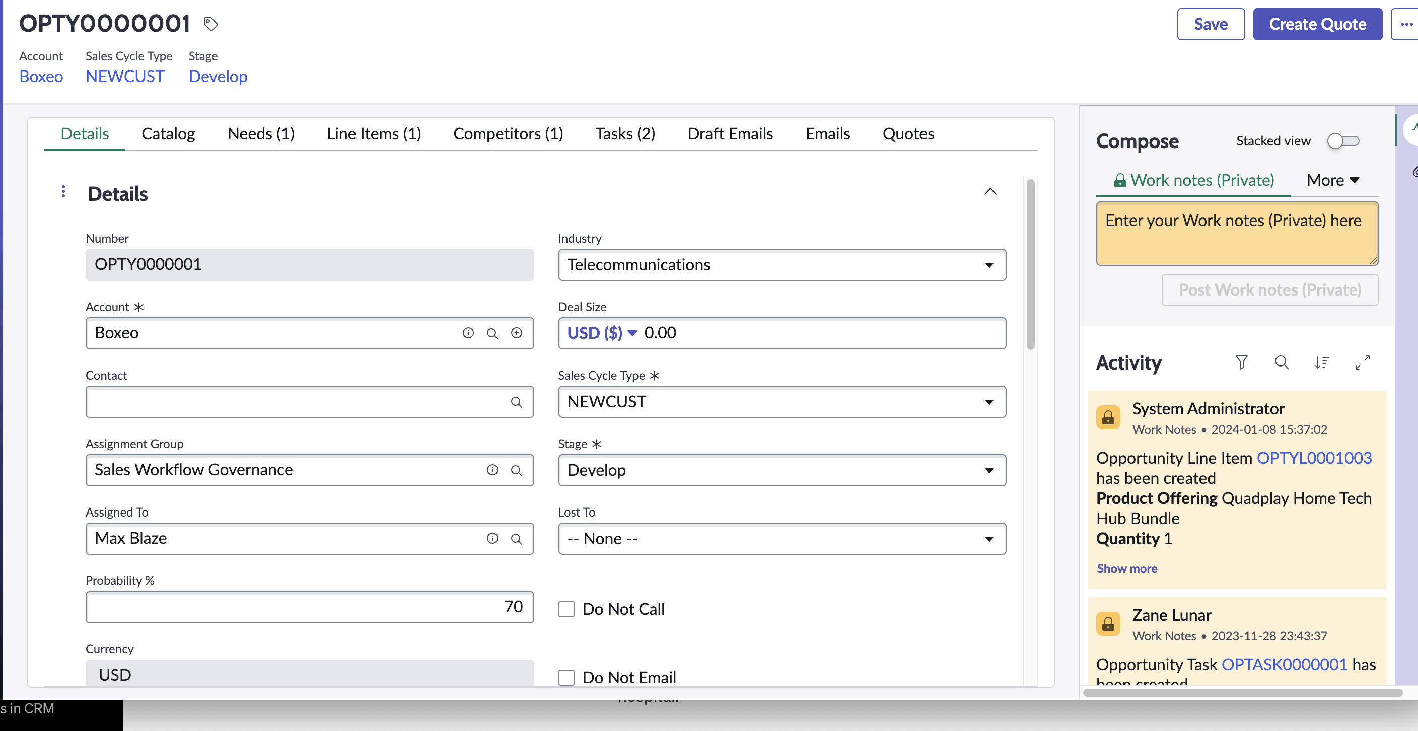 Opportunity Management Application