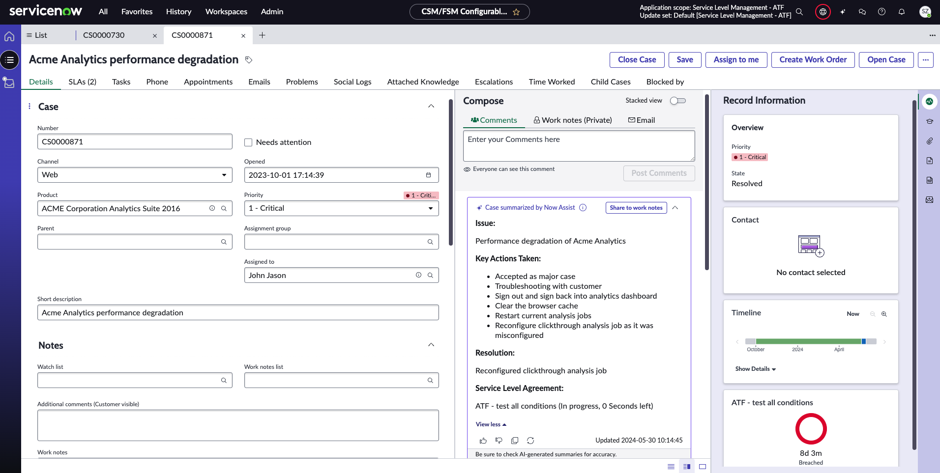 ServiceNow Otto for Customer Service Management (CSM)
