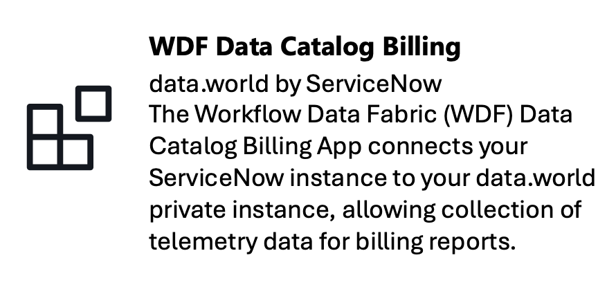 WDF Data Catalog Billing