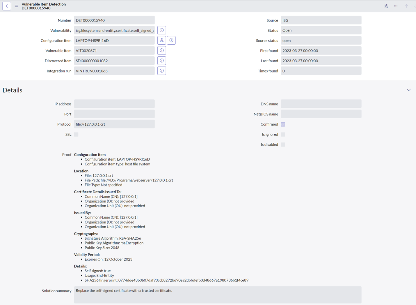 InfoSec Global (ISG) AgileSec Analytics Integration for Vulnerability  Response Module - ServiceNow Store