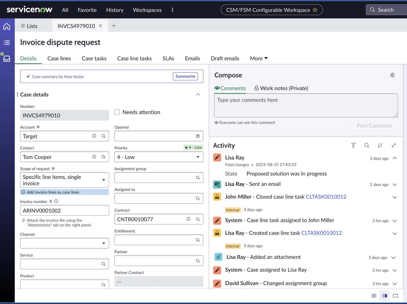 Case Management for Invoice Operations