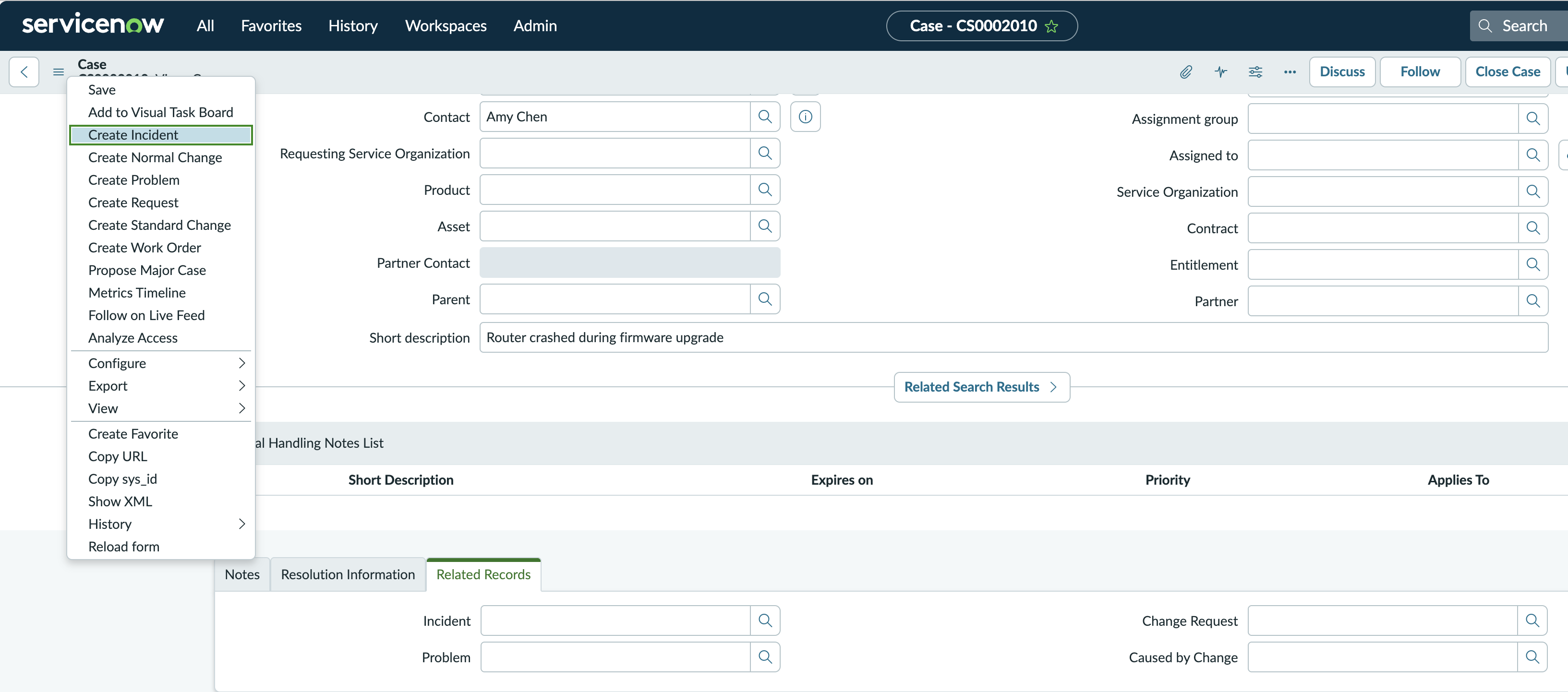 Customer Service with Service Management