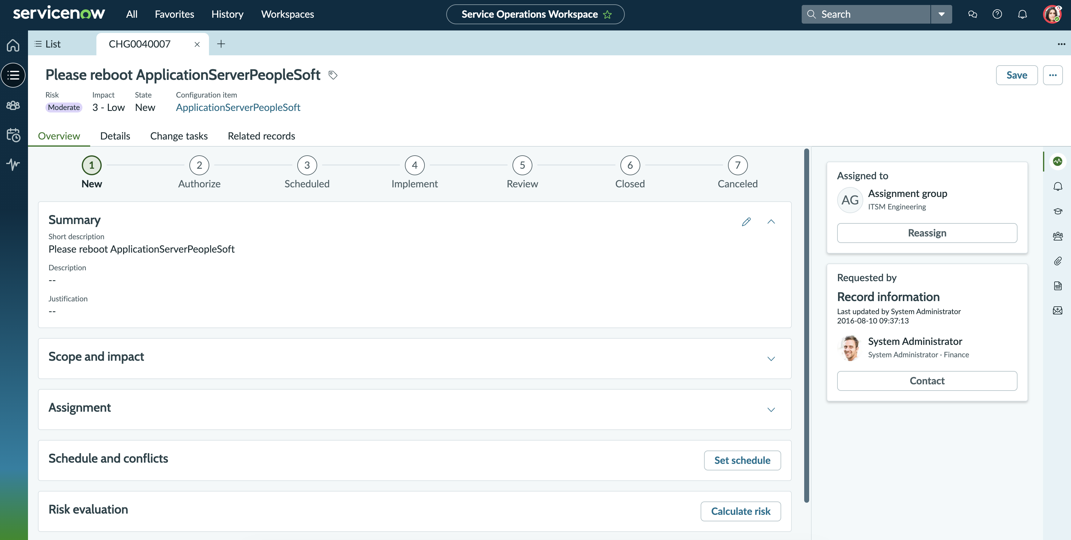 Service Operations Workspace ITSM Advanced Applications