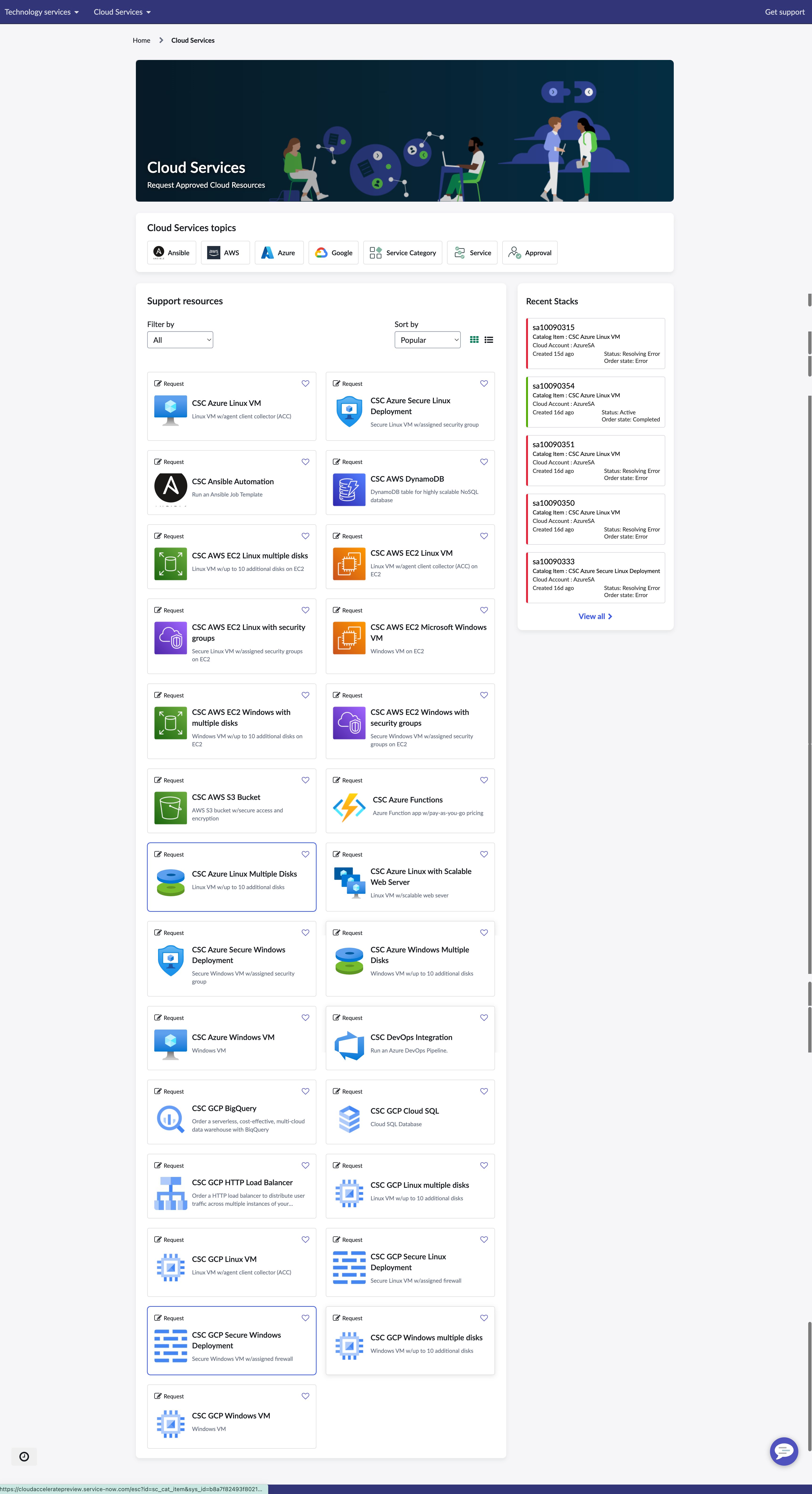 Cloud Services Catalog