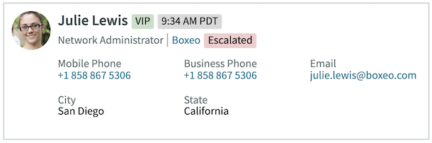 Contact card component