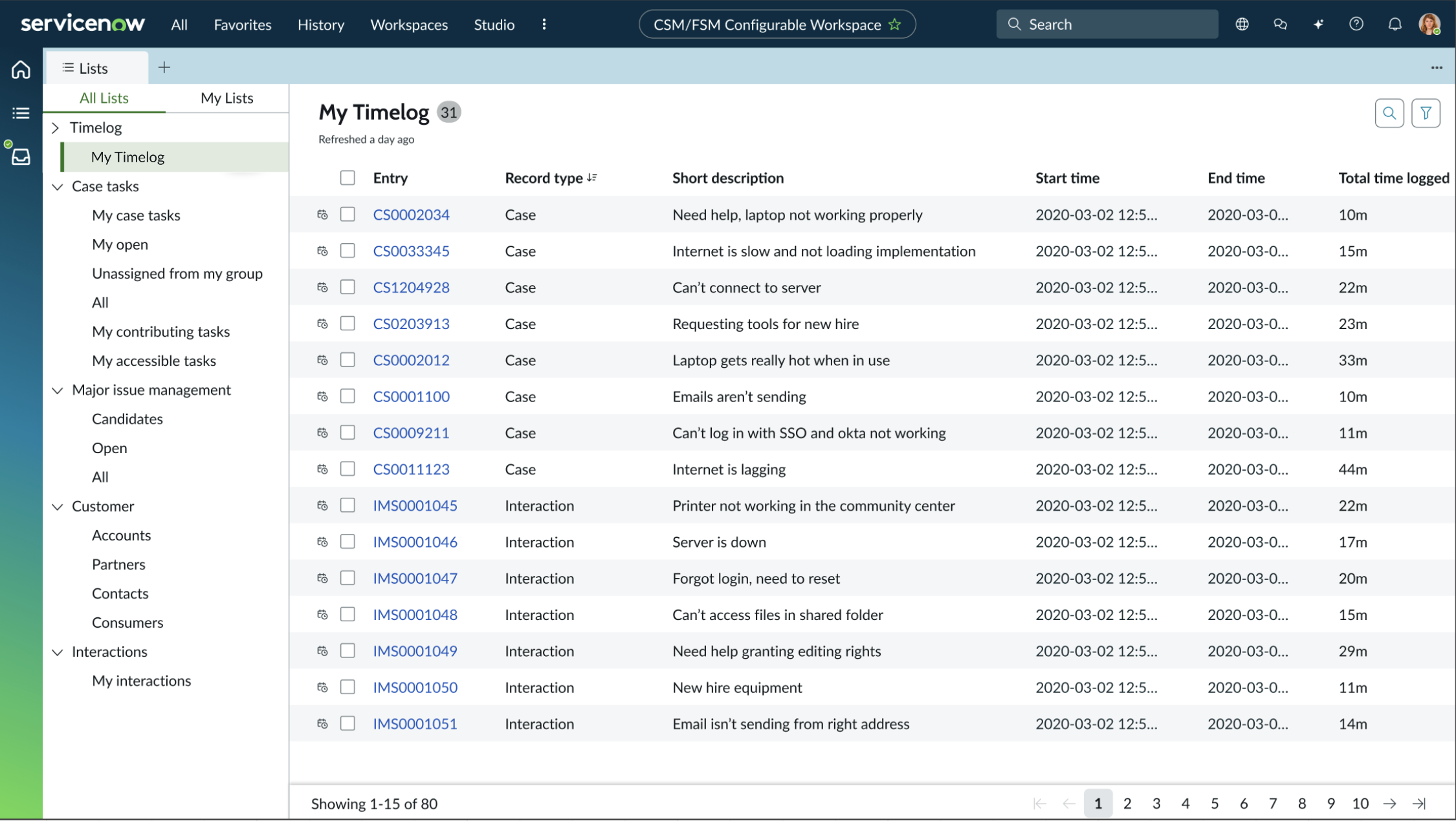 Activity Timer Reporting