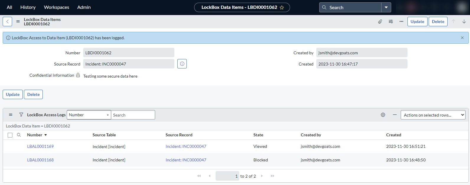 Lockbox screenshot 4 from ServiceNow Store
