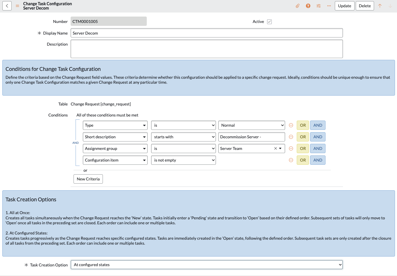 Change Task Management